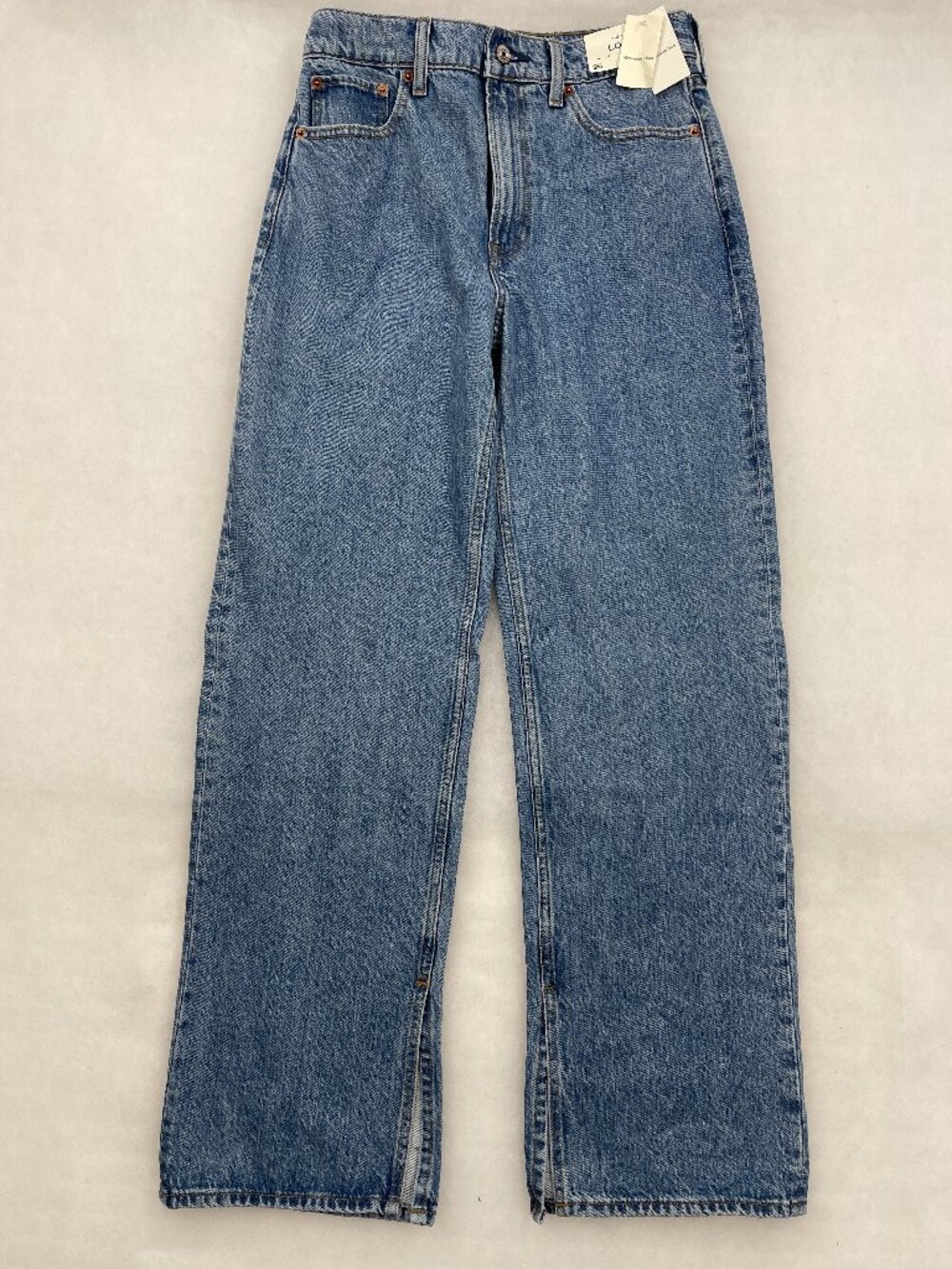 Abercrombie & Fitch High Rise Loose Side Slit Jeans Women's 26 Fits 28x31 NEW
